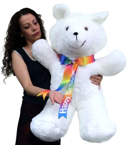 Happy Birthday Giant Teddy Bear 36 Inches Soft, Happy Birthday Neck Ribbon, Made in USA