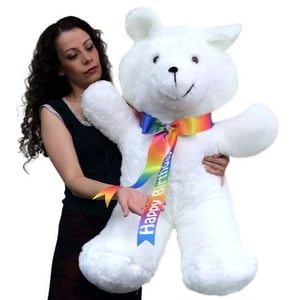 Happy Birthday Giant Teddy Bear 36 Inches Soft, Happy Birthday Neck Ribbon, Made in USA