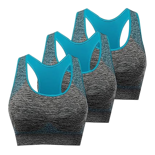 FAIWAD Women's 3 Pack Racerback Workout Tank Tops Basic No Underwire Athletic Stretch Padded Bralettes