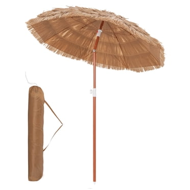 Costway Patio 6FT Tropical Thatched Tiki Beach Umbrella Portable Outdoor Market Tilt