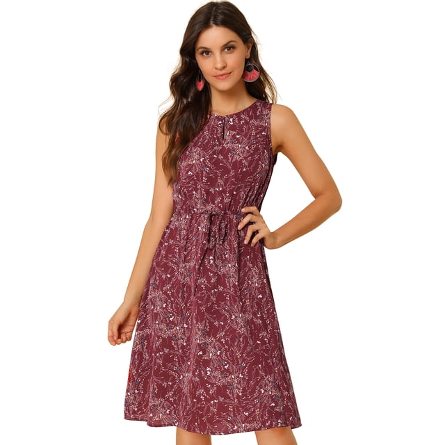INSPIRE CHIC Robe Décontractée Sans Manches à Pois à Encolure Fendue pour Femme