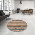 thumbnail image 3 of Ahgly Company Tapis d'Intérieur Ronds Abstraits Brun Gingembre Vert de Style Oriental, 5 Pieds Rond, 3 of 6