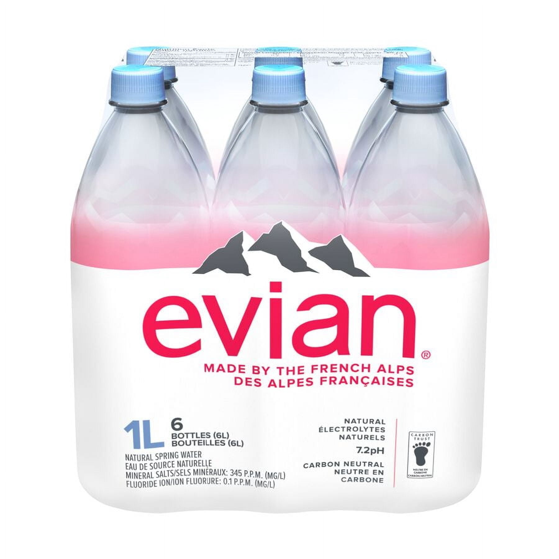 evian natural spring water 6 x 1 L, Bottles