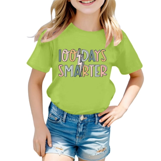 Pyjamas pour Filles Taille 12 Shorts Camisole pour Tout-Petits Mode Décontractée Imprimé Col Rond Manches Courtes T-Shirt Haut