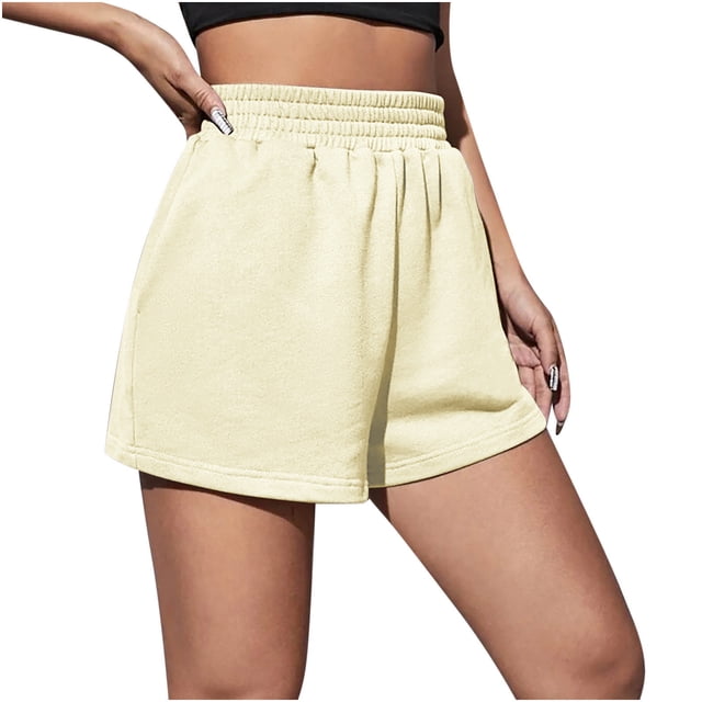 Birdeem Femmes Décontracté Été Taille Élastique Sport Ample Short Uni