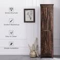 thumbnail image 4 of Costway Linen Tower Bathroom Storage Cabinet Tall Slim Side Organizer w/ Shelf Walnut, 4 of 10