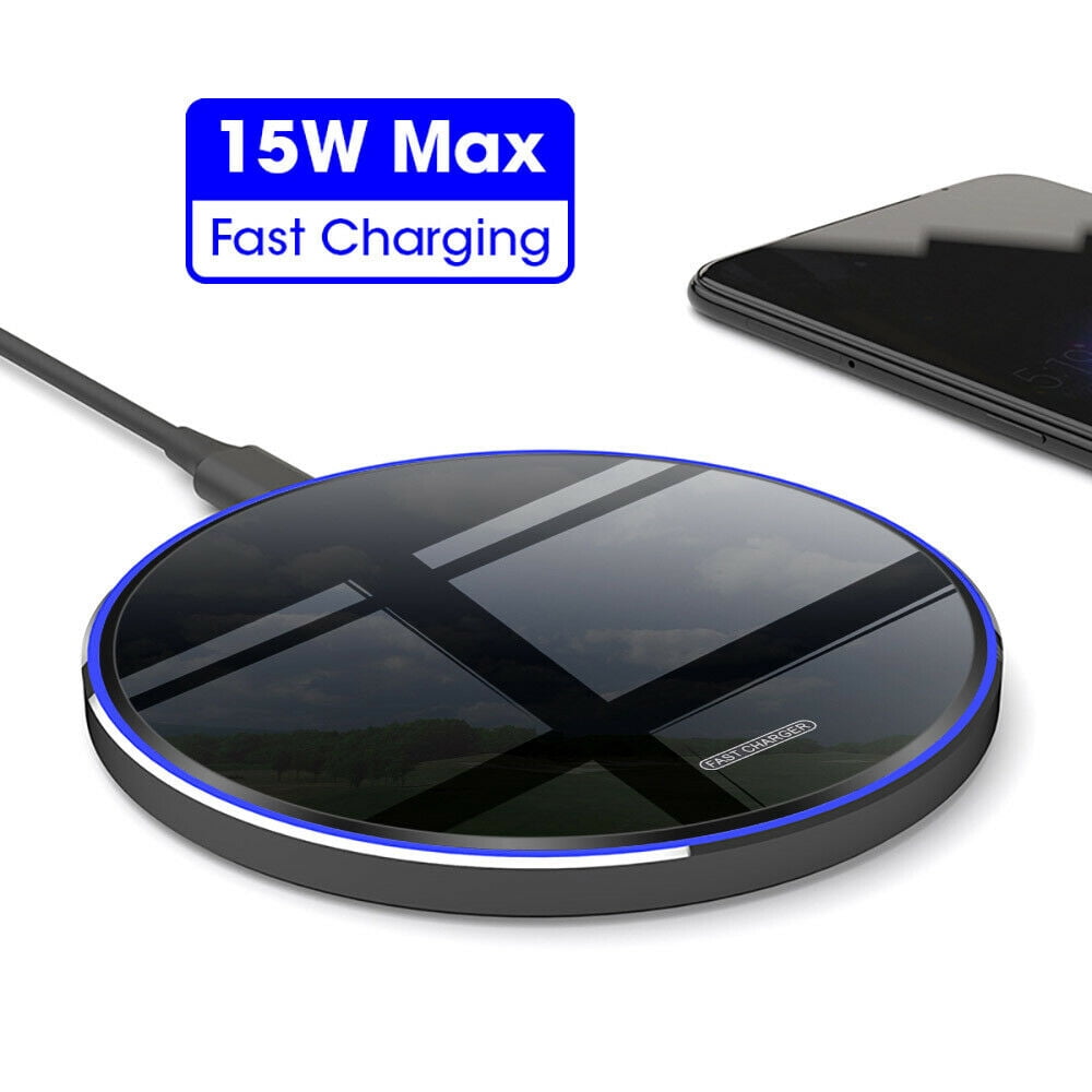Wireless Charger, 15W Max Fast Wireless Charging Pad - Ultra Slim, User-Friendly Design - Compatible with All Qi-enabled Android and IOS phones - Black