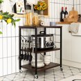 thumbnail image 4 of Patiojoy Kitchen Baker's Rack 3-Tier Microwave Cart with Wheels&10 Hooks Nut Brown, 4 of 7