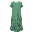 thumbnail image 4 of Pisexur Robe T-Shirt d'Été pour Femme Décontractée à Fleurs, Col Rond, Manches Courtes, Robe Bohème Fluide à Boutons Évasée avec Poches, 4 of 4