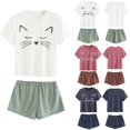 thumbnail image 3 of Maoww Pyjama Décontracté pour Femmes Ensemble de Nuit Manches Courtes Haut et Shorts Dessin Animé, 3 of 7