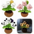 thumbnail image 5 of Handmade Crochet Panda Potted Night Light Cute Knitted Ornament Home Office Decor Gift, 5 of 5