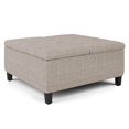 thumbnail image 1 of SIMPLIHOME Harrison Pouf de Rangement Carré de 36 Pouces de Large pour Table Basse avec Dessus Relevable, Tabouret Repose-Pieds Cocktail en Tissu Tweed Platine Capitonné Rembourré pour le Salon, Traditionnel, 1 of 2