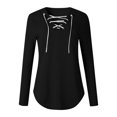 thumbnail image 3 of Women‘s Solid Color Long Sleeve Printed Top Pink M, 3 of 4
