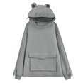 thumbnail image 1 of Women Novelty Frog Hoodie Long Sleeve Solid Color Hooded Sweatshirt with Pocket, 1 of 9