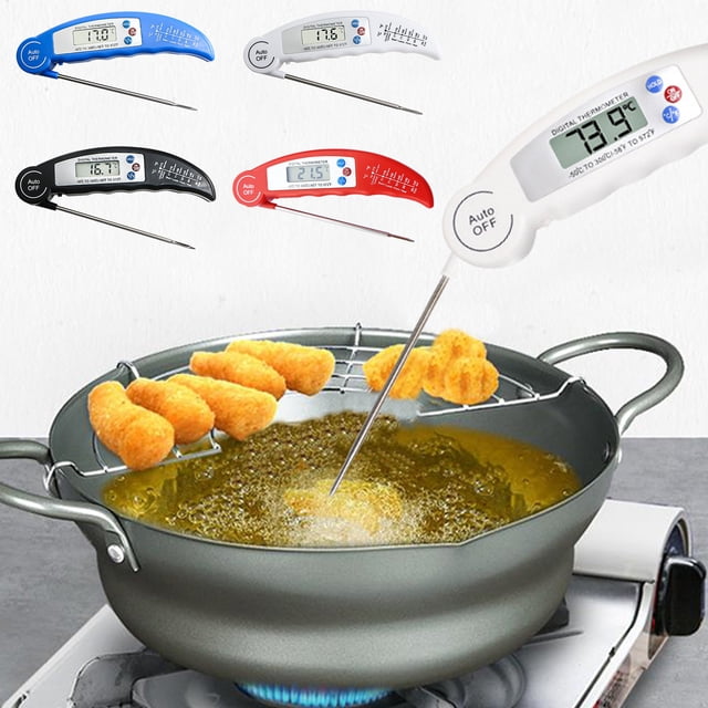Uscallm 4Pcs Stainless Steel Probe Food Thermometer Digital Instant Read BBQ Meat Cooking Thermometer Foldable Kitchen Thermometer for Liquid Milk Candy Oil