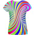 thumbnail image 1 of Rainbow Trippy Swirl All Over Womens T Shirt, 1 of 2
