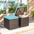 thumbnail image 3 of Costway 2 Pcs Poufs de Patio en Rotin Table d'Appoint Coffre de Rangement Repose-Pieds Turquoise, 3 of 10
