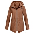 thumbnail image 1 of Women Casual Solid Jacket Outdoor Plus Size Hooded Windproof Loose Coat, 1 of 4