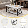 thumbnail image 4 of AWQM Table Basse d'Angle Ronde, Table Basse Moderne à Double Étagère de Rangement, Table Basse en Marbre Style Moderne pour Salon, Blanche, 4 of 7