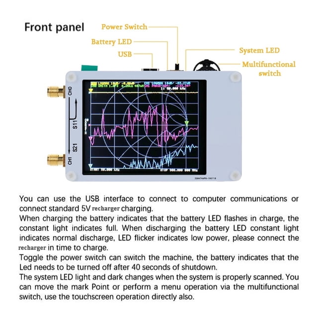 Vector Network Analyzer 50KHz-900MHz Digital Display Touching Screen Shortwave MF HF VHF UHF Antenna Analyzer Standing Waves ,Powerful Signal Generation