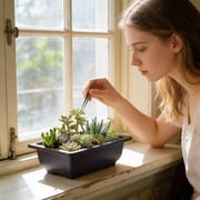 Yrmaups Plastic Flower Pot for Succulents, Small Plant Container with Drainage Holes, Modern Home Gardening Planter for Balcony Indoor Office and Desktop Display