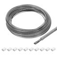 thumbnail image 1 of Uxcell 98Ft Wire Rope 304 Stainless Steel Cable 0.06" 10Pcs Sleeve Clear, 1 of 7