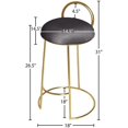thumbnail image 5 of Meridian Furniture Ring Soft Gray Velvet Counter Stool in Brushed Gold Finish, 5 of 5