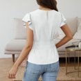 thumbnail image 4 of Zpanxa Women's Chiffon Blouse with Flutter Ruffle Sleeves and Fitted Waist, Solid Color Top, 4 of 4