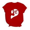 thumbnail image 5 of Chandails Mignons pour Couples Assortis T-Shirt de la Saint-Valentin à Manches Courtes Col Rond Mode Imprimé Cœur Décontracté Respirant Confortable Doux Mari Femme Tee Chandail Tenues Rouge TTG, 5 of 5