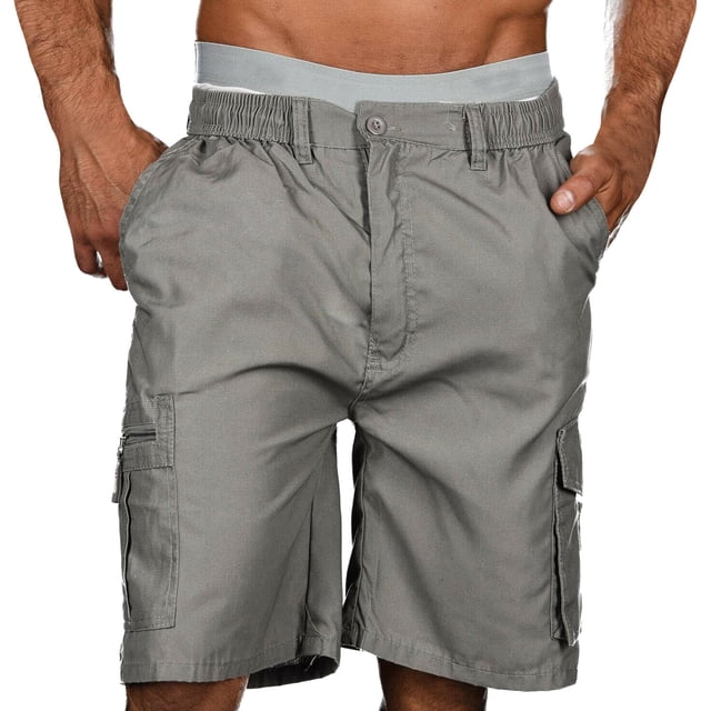 DPTALR Summer Men's Casual Shorts Low Waist Solid Multi Pocket Capris