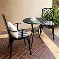 thumbnail image 2 of Kinger Home Bistro Set 3 Piece Outdoor Bistro Table Set Rust-Resistant Cast Aluminum Patio Furniture Set, Bistro Table and Chairs, Woven Design, Cushions Included, 2 of 5