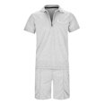 thumbnail image 3 of FhsagQ Men's Shirts Men Shirts Cotton Male Casual Striped Gradient Ramp Print Two Piece Suit Zipper Short Sleeve Top Blouse Suit Drawstring Pocket Short Set Shirts for Men Cotton Long White L, 3 of 4