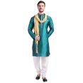 thumbnail image 1 of Vêtements Indiens Kurta Pyjama pour Homme avec Foulard Robe de Fête de Mariage (Vert, m), 1 of 6