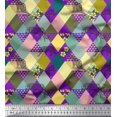 thumbnail image 1 of Soimoi Polyester Crepe Fabric Leopard & Argyle Patchwork Print Fabric by The Yard 52 Inch Wide, 1 of 3