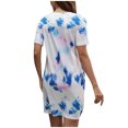 thumbnail image 4 of Pisexur Robe à Manches Courtes Col Rond Mode Femmes Été Manches Courtes Décontractée Robe Col Rond Confort Ample Ameublement Maison Couleur Col en V Plissé Polyvalente Slim Robe Femmes, 4 of 4
