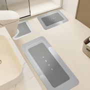 3 Piece Bathroom Toilet Mat Set, Xinsrenus Super Absorbent Quick Dry Polyester Bath Rugs, Non Slip Backing Machine Washable Bath Mats for Bathroom Floor Tub Shower Home Hotel, Gray
