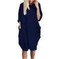thumbnail image 2 of Pntutb Robe pour Femme Grande Taille Robe pour Femmes avec Poches Robe Ample pour Dames Col Décontracté Hauts Longs Robe Grande Taille, 2 of 4