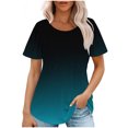 thumbnail image 1 of Plebaso Hauts pour Femmes Été Manches Courtes Col Rond Tunique Chic Ample Mode Blouses à Dégradé de Couleurs, 1 of 7