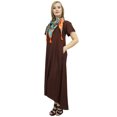 thumbnail image 2 of Bimba Robe d'Été à Ourlet Asymétrique avec Poches pour Femme Brun Maxi avec Foulard-18, 2 of 9