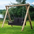 thumbnail image 3 of Costway 2-Person Patio Rattan Hanging Porch Swing Bench Chair Cushion Black, 3 of 10