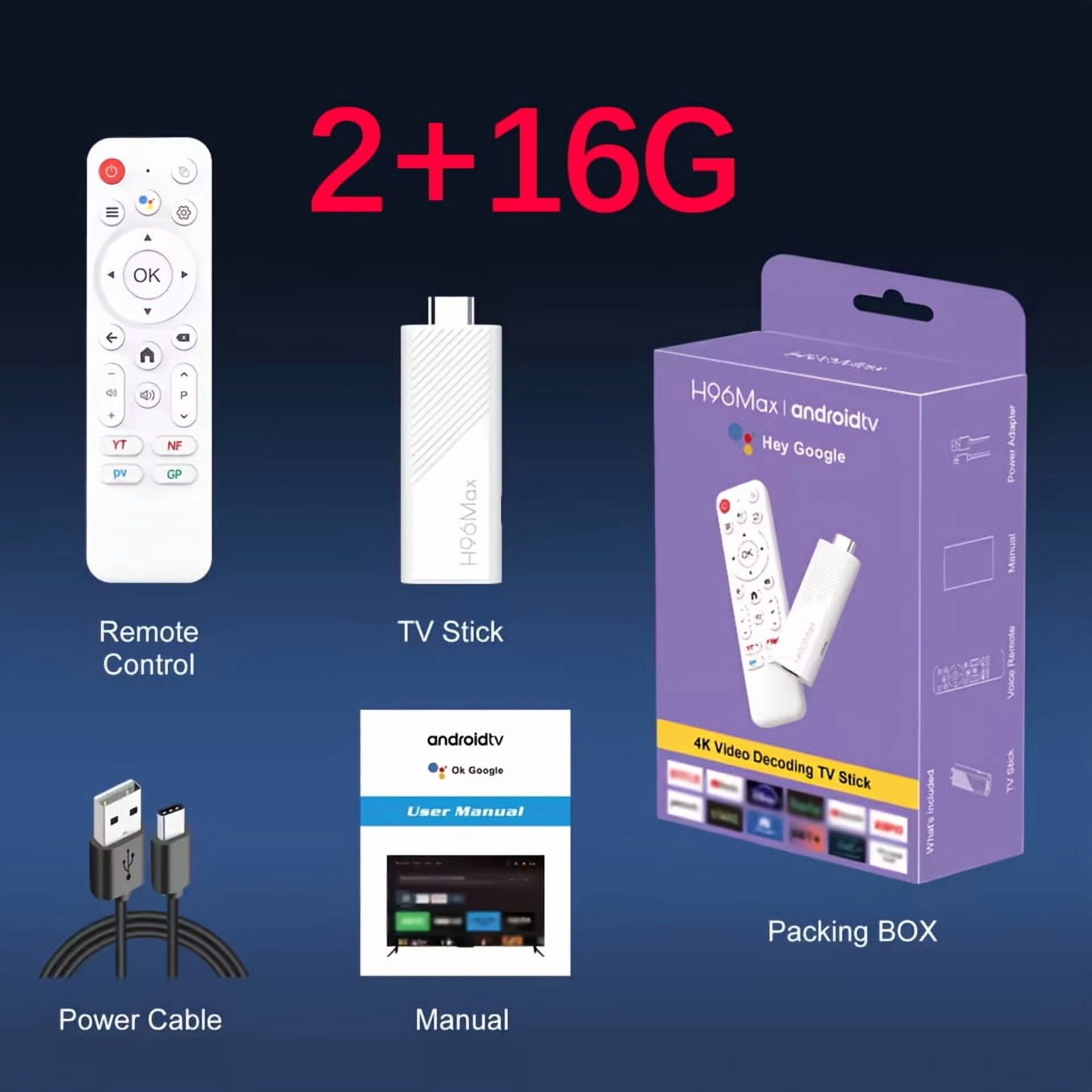 H96 MAX Android 14 TV Stick 4K, Allwinner H313 Quad Core with Remote, 2GB+16GB WiFi BT5.0 Streaming Device for Smart TV