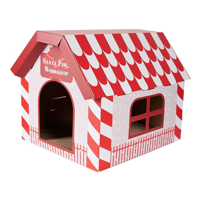 Cat Scratcher Hideout Cat Cardboard House for Small Animals Christmas Gifts Gift Box