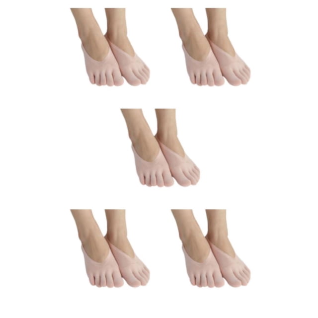 stanreset Polyester Low-Cut Liners Socks Women Adore Feet Happy All Day Long General Size Toe Socks Pink 5Set