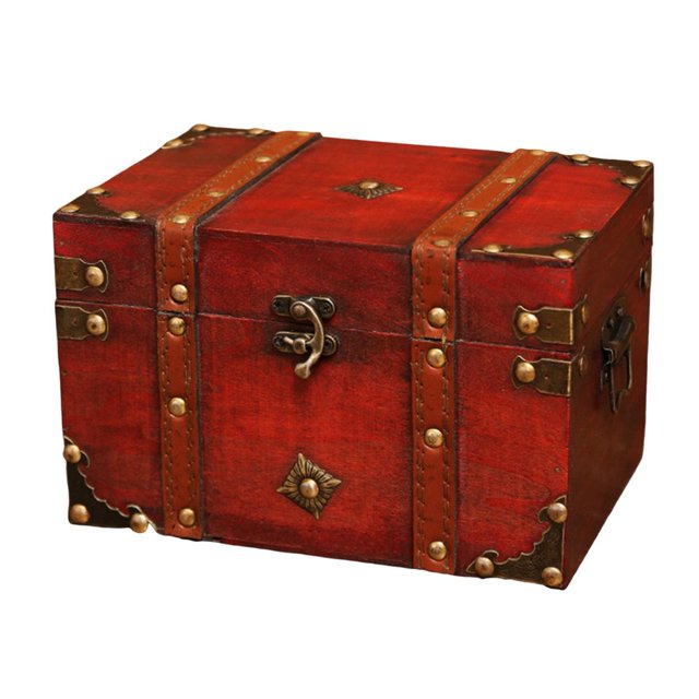 SUTENGDA Coffre de Rangement en Bois avec Serrure Grande Capacité Coffre au Trésor Décoratif Polyvalent Organisateur de Rangement Style Rétro