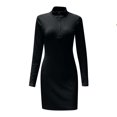 thumbnail image 4 of CEHVOM Femmes Casual Slim Couleur Unie à Manches Longues Fesses Tirer Robe Arrière, 4 of 4