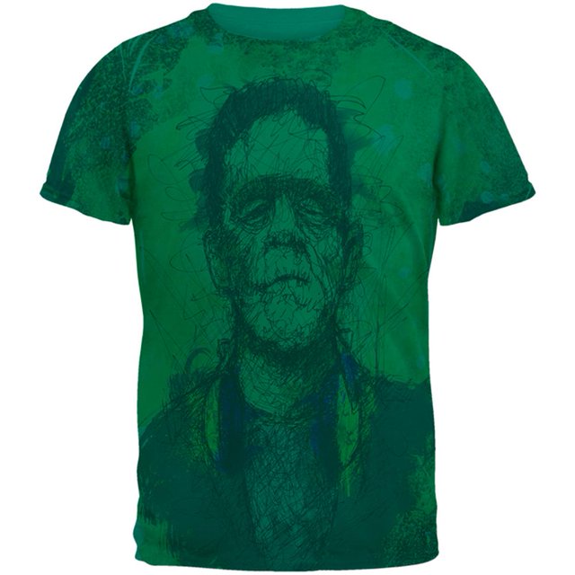Halloween T-Shirt pour Homme Monstre du Film d'Horreur Frankenstein Raver