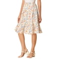 thumbnail image 4 of Unique Bargains Women's Ruffle Hem Tiered A-Line Floral Midi Skirt White S, 4 of 7
