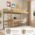 thumbnail image 2 of YUSAZENS Twin Size Metal Loft Bed with Ladder & Guardrail, 400lbs Capacity Space-Saving Loft Bed, No Box Spring, Gold, 2 of 7