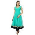 thumbnail image 1 of Bimba Flaired Net Anarkali Dress Solid Kurta Kurti Indian Tunic Custom Clothing, 1 of 4