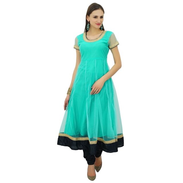 Bimba Flaired Net Anarkali Dress Solid Kurta Kurti Indian Tunic Custom Clothing